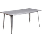 Flash Furniture 31.5'' x 63'' Rectangular Silver Metal Indoor-Outdoor Table Set with 4 Arm Chairs (ET-CT005-4-70-SIL-GG)-31.50"W x 63"D x 29.50"H