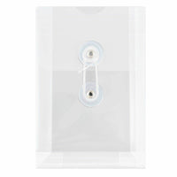 JAM Paper Plastic Envelopes with Button and String Tie - Open End - 4.25" x 6.25" - Clear - 12 Pack -Colour: Clear