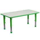 Flash Furniture 23.625"W x 47.25"L Rectangular Green Plastic Height Adjustable Activity Table with Grey Top-Popular Rectangular Activity Table