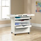 Sauder Craft Pro Series Craft Cart - White-Two adjustable shelves can rest at an inclined angle