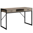 Monarch Specialties 7365 48" Computer Desk - Dark Taupe/Black Metal-Chic dark taupe wood-grain look finish with simple square black metal base and frame