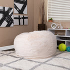 Flash Furniture Oversized Furry Kids Bean Bag Chair - White-Polyester Upholstery