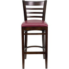 Flash Furniture HERCULES Series Ladder Back Walnut Wood Restaurant Barstools with Burgundy Vinyl Seat - 2 Pack-Set of 2 Wood Dining Bar Stools