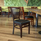 Flash Furniture HERCULES Series Vertical Slat Back Walnut Wood Restaurant Chair - Black Vinyl Seat-Solid European Beech Hardwood Construction