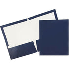 JAM Paper 2 Pocket Laminated Glossy Presentation Folders, Navy Blue, 50 Pack-Navy Blue Glossy Cardstock Folders