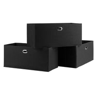 Winsome Torino Folding Fabric Baskets, Black, 3 Pack (22323)-Set of folding baskets