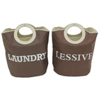 Cathay Importers Bilingual Laundry Hamper, Brown, 2 Pack-Bilingual laundry hamper with broad round handles for easy carrying