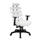 Plata Import Moonlight Office Chair Faux Leather High Back With Synthetic Leather Cushions - White-Faux Leather cushion rolls along back in White