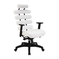 Plata Import Moonlight Office Chair Faux Leather High Back With Synthetic Leather Cushions - White-Faux Leather cushion rolls along back in White