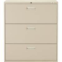 Staples Lateral File Cabinet, 3 Drawer, Sand-Heavy-duty 3-piece, ball-bearing slide suspension for drawers that glide smoothly