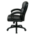 Work Smart Executive Mid Back Bonded Leather Chair, Black -One Touch Pneumatic Seat Height Adjustment