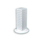 Azar Displays 12" x 4" x 4" 4-Sided Revolving Pegboard Counter Display, White (700220-WHT)-Interlocking four-sided pegboard tower and stands on 9" diameter revolving clear plastic base