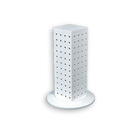 Azar Displays 12" x 4" x 4" 4-Sided Revolving Pegboard Counter Display, White (700220-WHT)-Interlocking four-sided pegboard tower and stands on 9" diameter revolving clear plastic base