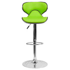Flash Furniture Contemporary Cozy Mid-Back Green Vinyl Adjustable Height Barstool with Chrome Base-Contemporary Style Stool