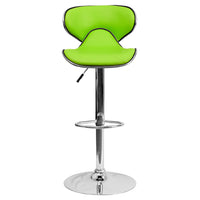 Flash Furniture Contemporary Cozy Mid-Back Green Vinyl Adjustable Height Barstool with Chrome Base-Contemporary Style Stool