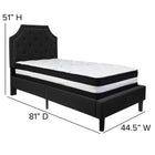 Flash Furniture Brighton Twin Size Tufted Upholstered Platform Bed with Pocket Spring Mattress - Black Fabric-Black Fabric Upholstery