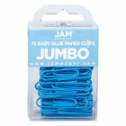 JAM Paper Colored Jumbo 2" Paper Clips - Baby Blue - 3 Packs of 75-Color: Baby Blue