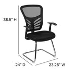 Flash Furniture Black Mesh Side Reception Chair with Chrome Sled Base-10