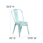 Flash Furniture Commercial Grade Distressed Green-Blue Metal Indoor-Outdoor Stackable Chair-Floor Protector Rubber Glides