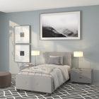 Flash Furniture Tribeca Twin Size Tufted Upholstered Platform Bed - Light Grey Fabric-Light Grey Fabric Upholstery