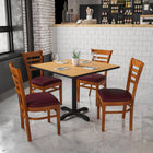 Flash Furniture HERCULES Series Ladder Back Cherry Wood Restaurant Chair - Burgundy Vinyl Seat-Solid European Beech Hardwood Construction
