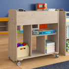 Flash Furniture Bright Beginnings Commercial Grade Double Sided Space Saving Wooden Mobile Storage Cart w/ Casters - Natural-Holds up to 200 LBS. Static Weight Capacity