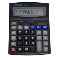 Victor 12-Digit Desktop Display Calculator - Black-Extra-large 12-digit tilt LCD display
