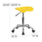 Flash Furniture Vibrant Tractor Seat & Chrome Stool - Yellow-Heavy Duty Chrome Base