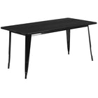 Flash Furniture 31.5'' x 63'' Rectangular Black Metal Indoor-Outdoor Table Set with 6 Stack Chairs (ET-CT005-6-30-BK-GG)-31.50"W x 63"D x 29.50"H