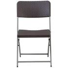 Flash Furniture HERCULES Series Rattan Plastic Folding Chair with Grey Frame - Brown-Tubular Steel Frame