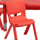 Flash Furniture 24"W x 48"L Rectangular Plastic Height Adjustable Activity Table Set with 6 Chairs - Red-Primary Red Color