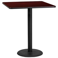 Flash Furniture 36"L Square Table with 24"W x 42"H Round Base, Mahogany Laminate (XUMA3636TR24B)-Bar Height Hospitality Table