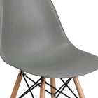 Flash Furniture Elon Series Plastic Chair with Wooden Legs - Moss Grey-Waterfall Seat Reduces Leg Strain