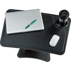 Victor Height Adjustable Laptop Stand with Cup Holder, Black (DC240B)-23.75" wide by 15.25" deep surface is made from durable wood with a scratch resistant PVC coating