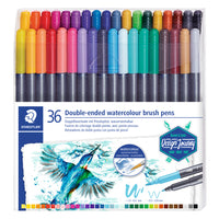 Staedtler Double-Ended Watercolour Brush Pens - 36 Pack-Chisel tip 1.0-6mm
