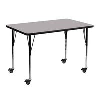 Flash Furniture Mobile 30"W x 48"L Rectangular Grey Thermal Laminate Activity Table - Standard Height Adjustable Legs-Popular Rectangular Activity Table