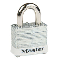 Master Lock Series 3 Laminated Steel Safety Padlocks, White, 1-9/16" Body Width, 6 Pack (3WHT)-Safety Padlock