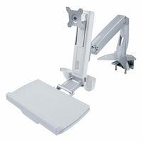 StarTech Adjustable Sit-Stand Monitor Arm Desk Mount with Keyboard and Mouse Tray-Simply lift the work surface up to 17.7", to elevate both your monitor and keyboard