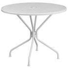 35.25'' Round White Indoor-Outdoor Steel Patio Table Set with 2 Square Back Chairs [CO-35RD-02CHR2-WH-GG]-Designed for Indoor and Outdoor Use