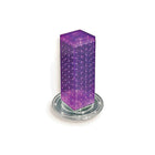 Azar Displays 4" x 4" x 12" 4-Sided Revolving Pegboard Counter Display, Purple (700220-PUR)-Interlocking four-sided pegboard tower and stands on 9" diameter revolving clear plastic base