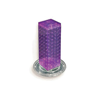 Azar Displays 4" x 4" x 12" 4-Sided Revolving Pegboard Counter Display, Purple (700220-PUR)-Interlocking four-sided pegboard tower and stands on 9" diameter revolving clear plastic base