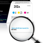 HP 312A (CF440AM) Cyan, Magenta & Yellow Original LaserJet Toner Cartridges, 3 Pack-Page yield of HP 312A (CF440AM): approx. 2,700 pages cyan, 2,700 pages magenta, 2,700 pages yellow