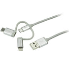 StarTech USB Multi-Charger Cable, Lightning, USB-C, Micro-B, Braided, 3.3 ft (LTCUB1MGR)-3-in-1 charging cable that lets you charge your Apple, USB Type-C and Micro-USB mobile devices anywhere you go