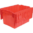 Orbis FlipakTM Polyethylene Plastic (PE) Distribution Containers, 21.8" x 15.2", 6.5Lb, Red, 3 Pack-Reusable, returnable, attached-lid containers are ideal for use in wholesale product distribution and as picking containers