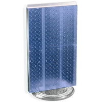 Azar Displays 22" x 13.5" 2-Sided Pegboard Counter Unit, Blue Translucent (700513-BLU)-Two-sided display stands on a clear plastic revolving base, providing easy customer access