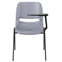 Flash Furniture Ergonomic Shell Chair, Gray, with Left-Handed Flip-Up Tablet Arm (RUTEO1GYLTAB)-Tablet arm chairs