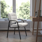 Flash Furniture Leather Executive Side Reception Chair with Black Metal Frame - White-CA117 Fire Retardant Foam