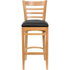 Flash Furniture HERCULES Ladder Back Walnut Wood Restaurant Barstool - Black Vinyl Seat - 2 Pack-Set of 2 Wood Dining Bar Stools
