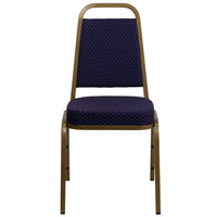 Flash Furniture HERCULES Series Trapezoidal Back Stacking Banquet Chair in Navy Patterned Fabric - Gold Frame-Multipurpose Banquet Chair