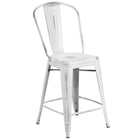 Flash Furniture 24" High Distressed Metal Indoor-Outdoor Counter Height Stool with Back - White-500 lb. Weight Capacity